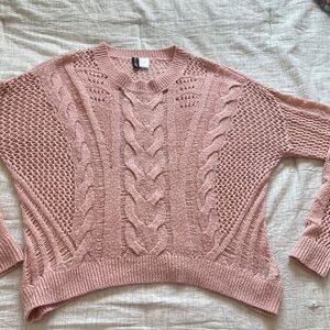 H&M Divided Women's Pink Cable Knit Sweater Size Medium